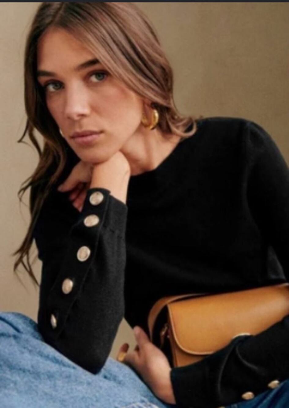 Sezane Black Long Sleeved wool Knit Paulo Jumper top Small